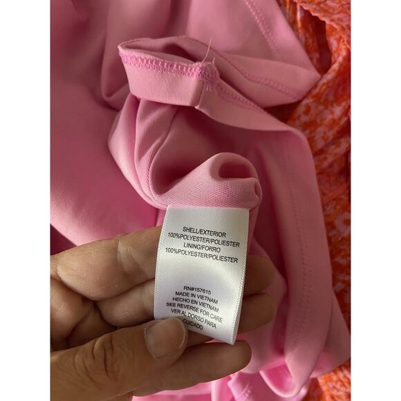 Rachel Zoe Pink Orange Babydoll Dress Coquette Preppy Sz 10 - Picture 6 of 7